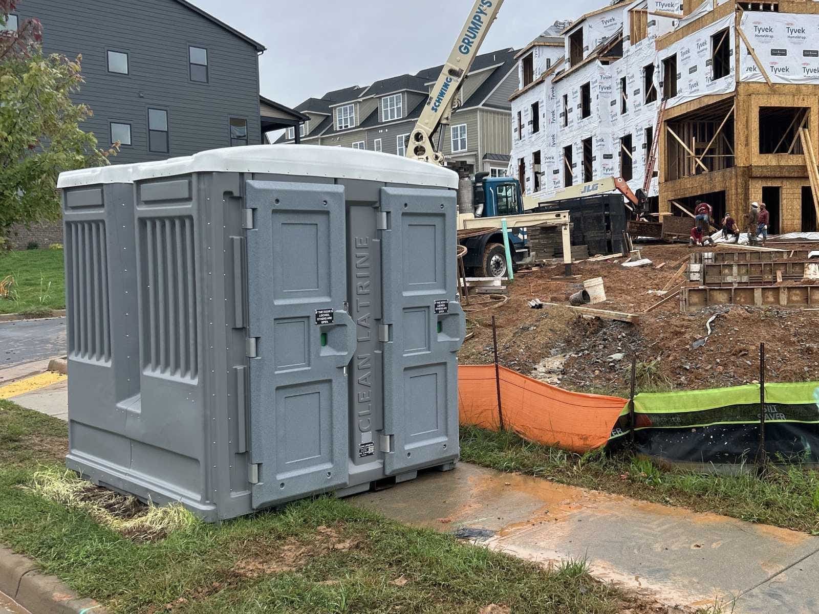 Clean Latrine portable restroom on a Central Virginia construction site